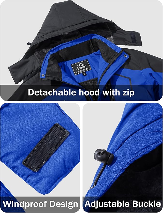 MAGCOMSEN Men's Winter Coats Water Resistant Ski Snow Jacket Warm Fleece Jacket Parka Raincoats With Multi-Pockets