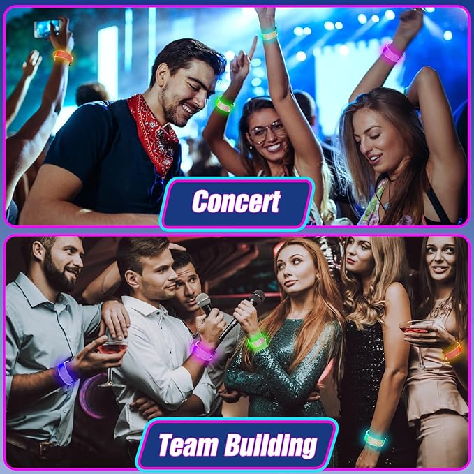 Yowivon 6 Pack Led Light Up Bracelets for Women Men Glow in the Dark Party Supplies Neon Rave Accessories Cool Halloween Birthday Party Favors