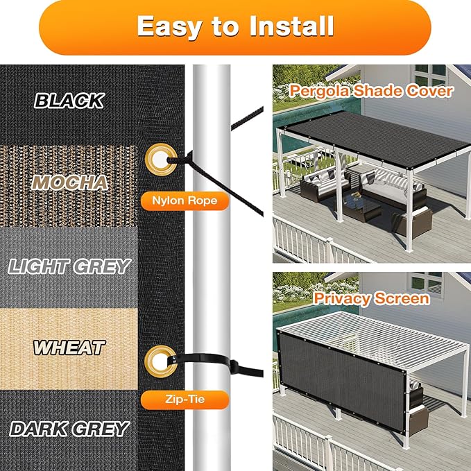 Artpuch Outdoor Pergola Shade Cover 14x23 FT Sun Shade Cloth with Grommets Dark Grey 90% UV Protection Canopy Patio Privacy Screen (Customized Available)