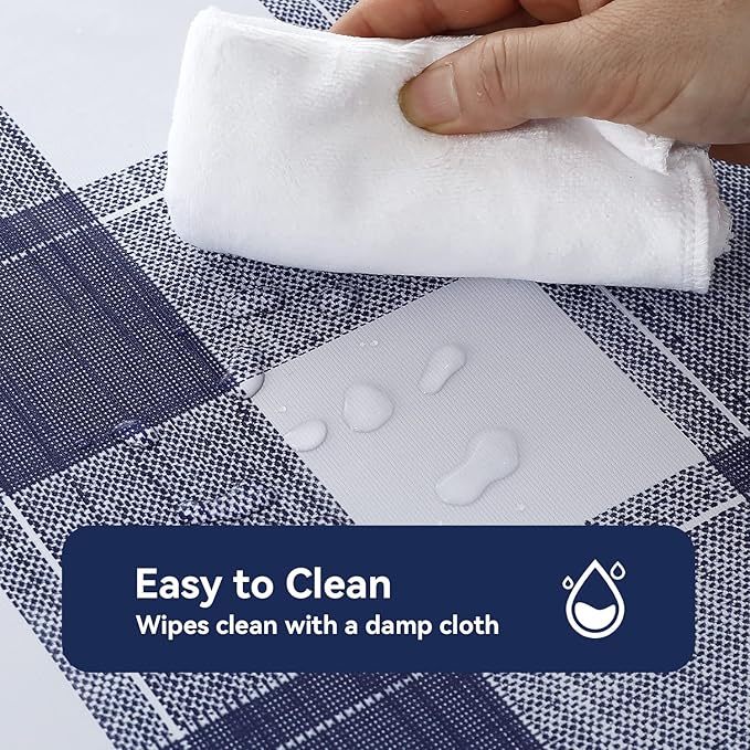 Romanstile Rectangle Plastic Tablecloth, 100% Waterproof Oil-Proof Checkered PVC Table Cloths, Heavy Duty Vinyl Table Covers for Dining, Camping, Picnic, Outdoor - 54 x 78 Inch, Blue Checkered