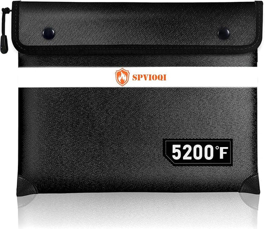 Fireproof Document Bag 5200°F with Heat Insulated, Fireproof Money Bag for Cash with Zipper and Reflective Strip, 14.2” X 11” Fireproof Safe Storage Pouch for Valuables