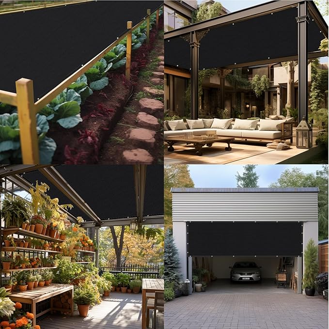 Artpuch 90% Sun Shade Cloth, 8 x 12 FT Pergola Shade Cover Canopy with Grommets, Sun Screen Fabric Tarp for Patio, Outdoor, Garden, Backyard, Black