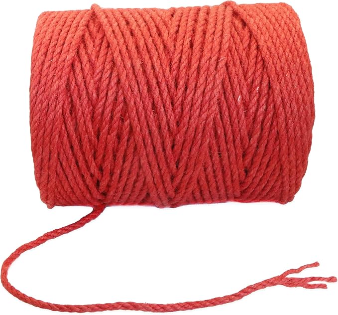 4mm x 500 Feet Red Jute Rope, Twine for Gardening Tomato Climbing Plant Tie Floristry Crafts Gift Wrapping Packing Decor