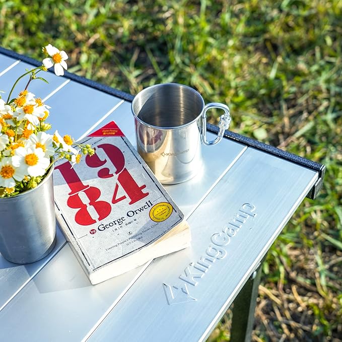 KingCamp Camping Table Aluminum Folding Table Portable Lightweight Roll Up Foldable Camp Table for Indoor & Outdoor Camping Picnic Barbecue Backyard Party, 4-5Person