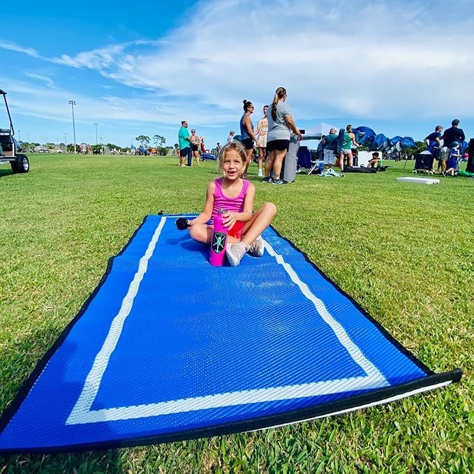 3x6 Solid Blue Outdoor RV Mat – Extra Thick 5mm Recycled Poly Rug – Heavy-Duty, Waterproof, Reversible – Compact Premium Mat for Camping, Beach, Patio (Blue, 3' x 6')
