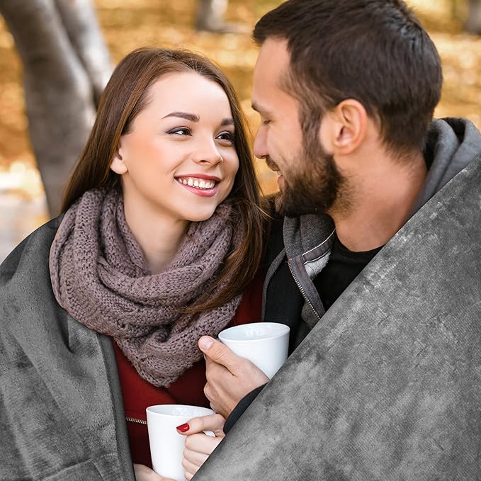 King Size Waterproof Blanket, Spill-Proof, Stain Proof, Water Proof & Mess-Free Cozy Flannel Splash Blanket (Moon Grey & Starlit Grey, 90x108