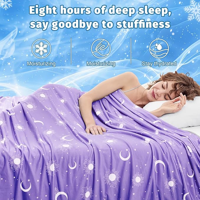 inhand Cooling Throw Blanket (50"x60") - Cooled Blankets for Hot Sleepers Lightweight Breathable Summer Blanket for Sleeping Night Sweats to Keep Cool in The Heat -Fantasy Purple