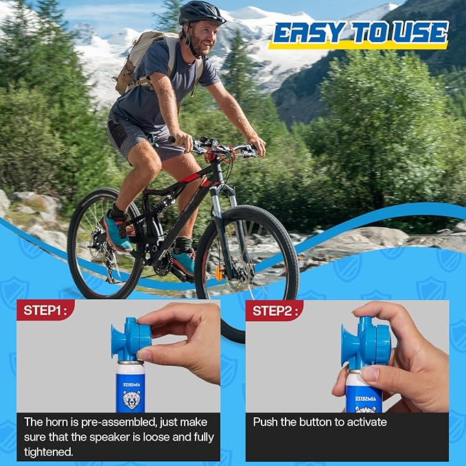 Bear Horn for Self Defense: 1.4oz Air Horn to Scare Bears, 120dB Heard Up to 1/2 Mile Away, Bear Horn for Hiking Camping Climbing Survival Biking and Outdoor Protection