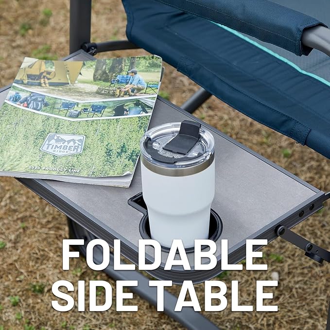 TIMBER RIDGE XXL Upgraded Oversized Directors Chairs with Foldable Side Table, Detachable Side Pocket, Heavy Duty Folding Camping Chair up to 600 Lbs Weight Capacity (Blue) Ideal Gift, 2 Pack