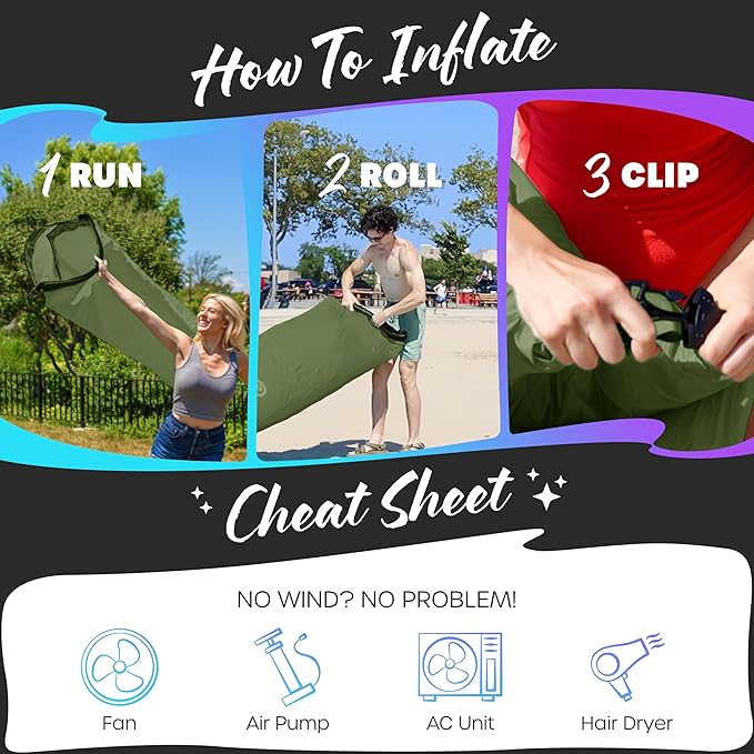 Nevlers Inflatable Lounger | 210T Polyester Inflatable Chair | No-Pump Blow Up Couch | Camping Couch Air Sofa Bed w/ 450 lbs. Cap., Pockets & Matching Bag | Use as Inflatable Couch for Adults & Kids