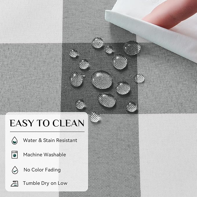 Softalker Gingham Checkered Square Tablecloth - Waterproof Buffalo Plaid Table Cloth Stain Resistant Washable Table Cover for Picnic/Camping/Outdoor - Grey and White, 54 x 54 Inch