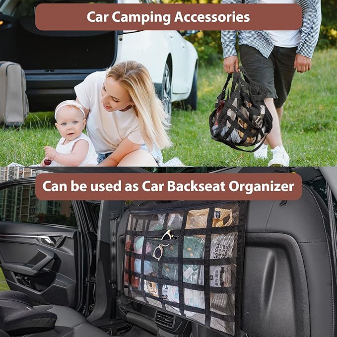 Upgrade Car Ceiling Cargo Net Pocket,31.5"x21.6" Strengthen Load-Bearing and Double-Layer Mesh Car Roof Storage Organizer,Truck SUV Van Travel Long Road Trip Camping Interior Accessories
