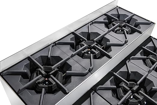 KoolMore KM-CRSU-36 36 in. Commercial Six-Burner Step Up Gas Range, 156000 BTU, ETL Listed in Stainless-Steel