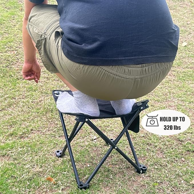 Opliy Camping Stool 2 Pack,13.5 Inch Portable Folding Stool for Outdoor Gardening and Beach Hiking Fishing,Foot Stool with Carry Bag (Black)