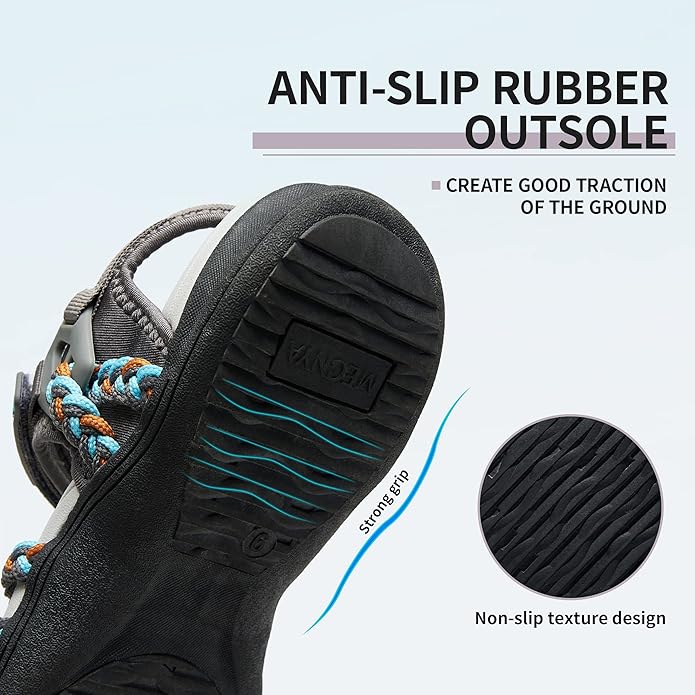 MEGNYA Hiking Sandals for Women, Arch Support Comfortable Walking Sandals Hook Loop Strap, Sports Lightweight Slides