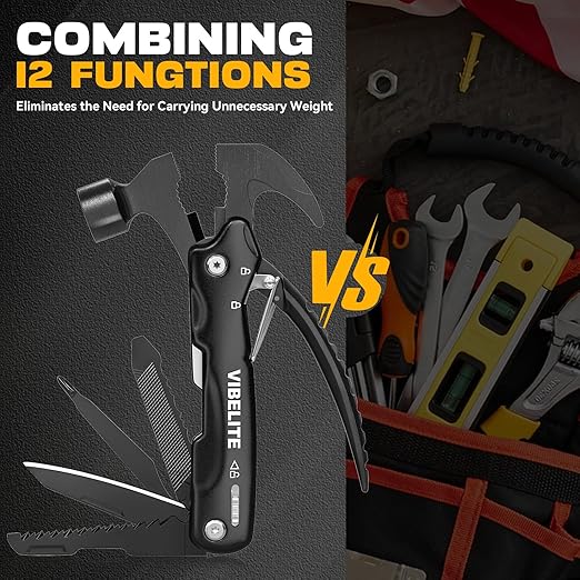 Gifts for Men, 12 in 1 Multitool Hammer for Camping Hunting Hiking, Gifts for Dad, Husband, Him, Birthday Gadgets Idea for Men Him Husband Boyfriend