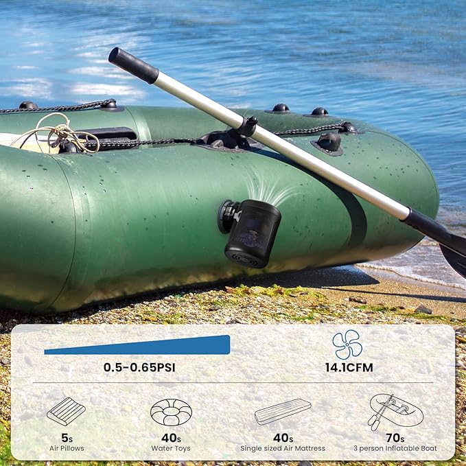 Portable Air Pump for Inflatables, 6000 mAh Rechargeable Air Mattress Pump, 4.5kPa Quick-Fill Inflate Deflate Pumps for Outdoor Camping, Pool Floats, Air Mattress Beds, Swimming Ring