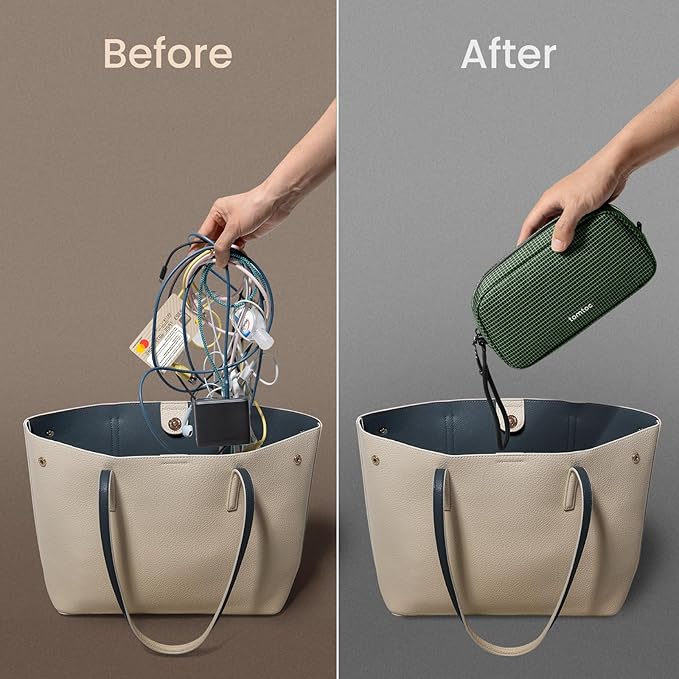 tomtoc Electronics Organizer Travel Case Performance, Water Resistant Bag Cable Tech Pouch Accessories, Carry Storage for Cord, Phone, Cables, Airpods, USB Flash Drive, Daily Items