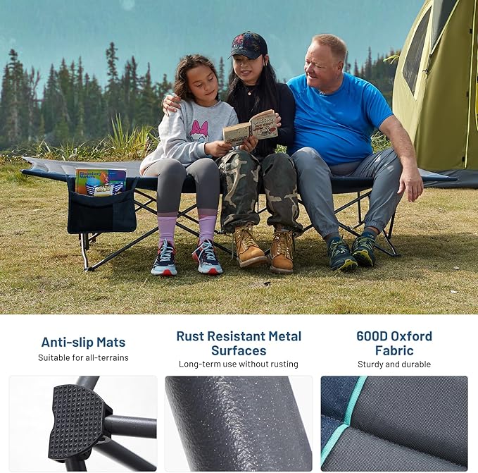 Timber Ridge Extra Wide Heavy Duty Camping Cot for Adult, Easy Set Up Oversized Sleeping Cot with Carry Bag for Camping, Travel and Outdoors, Support up to 450lbs