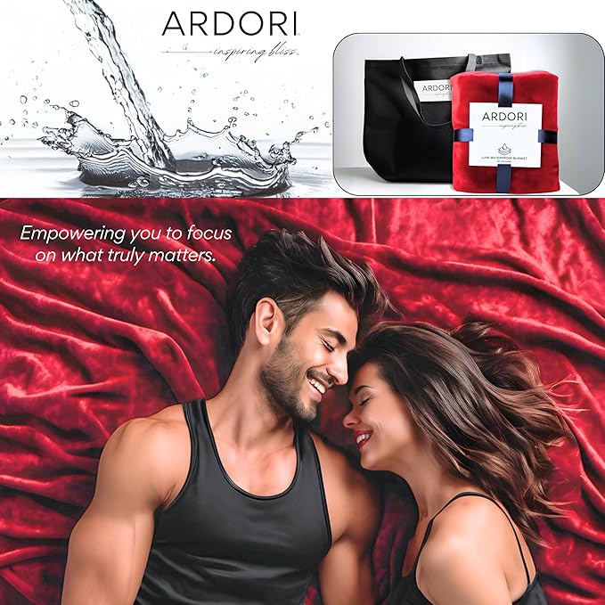 Waterproof Blanket King Size (Red & Black, 82x82") Absorbent, Leakproof Fleece Protector for Bed, Couch - Water Proof and Stain Resistant, Plush Throw Blankets, Moisture Repellant Top Cover, Throws