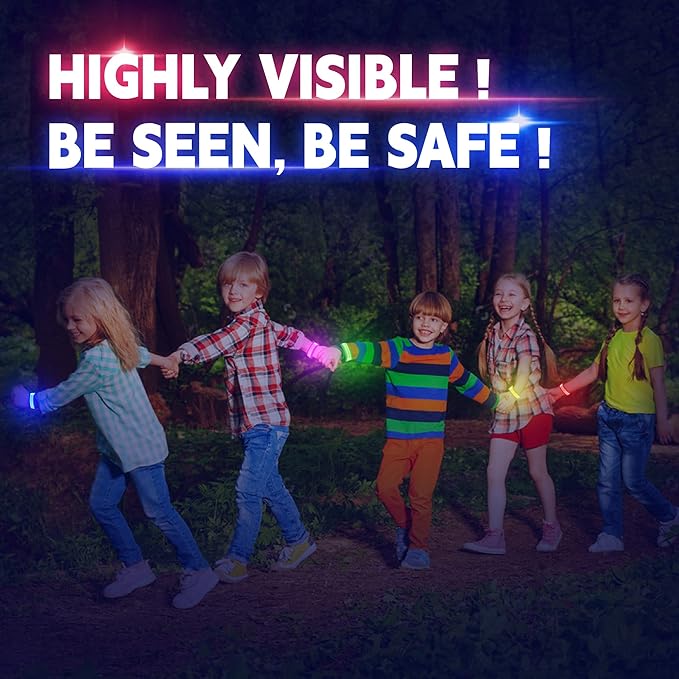 8 PCS LED Glow Bracelets, Light Up Bracelets for Kids Adults - Halloween Glow in The Dark Party Bracelets Favors Supplies for Christmas, Concerts, Festivals, Game Prizes, Sports, Rave Accessories.