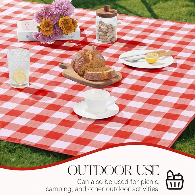 MOSAYT Rectangle Vinyl Tablecloth, 100% Waterproof Buffalo Gingham Plastic Table Cloth, Heavy Duty Wipeable Table Covers for Picnic, Outdoor, Camping - 54 x 108, Red