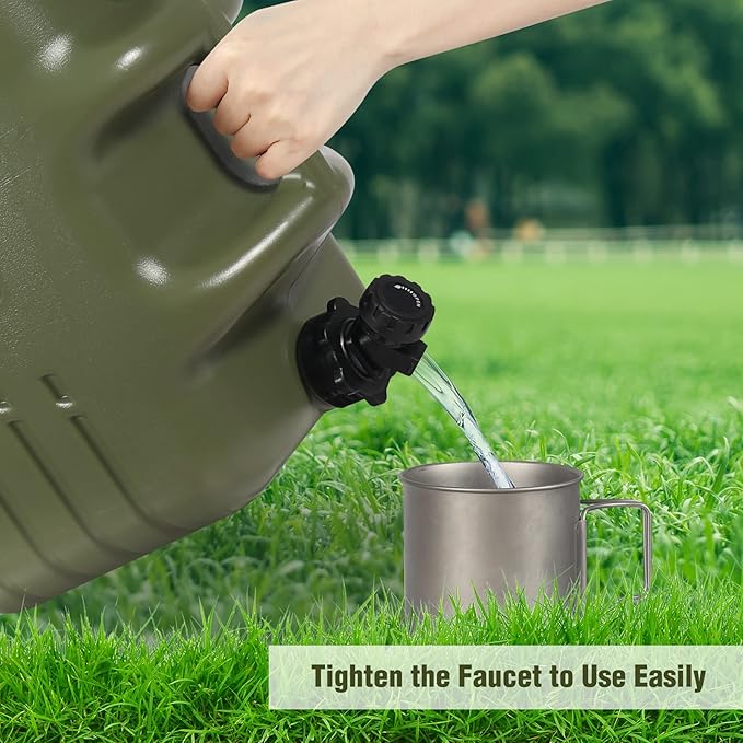 REDCAMP 5 Gallon/18.5L Portable Water Container with Spigot, Camping Water Jug, Water Tank, Portable Emergency Water Storage for Camping, Car, Hiking, Hurricane Supplies,Green