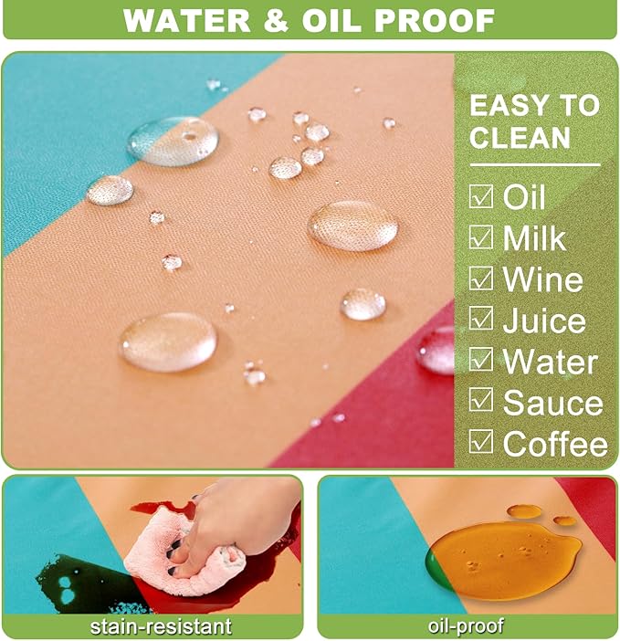 Fitted Picnic Table Cover with Bench Covers Waterproof Elastic Edges Rectangle Patio Tablecloth Outdoor Camping Essentials Stuff Rv Accessories Summer Trip Travel Supplies Party Camper Gifts, 6 ft