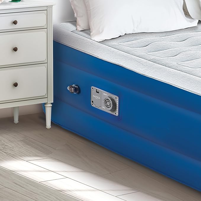 Nautica Home 18" Support Aire Size Queen Cooling Pillow Top with Raised Edge Support, Curved iFlex Beam Construction, Inset Powerful Pump, Puncture Resistant Vinyl, Storage Bag