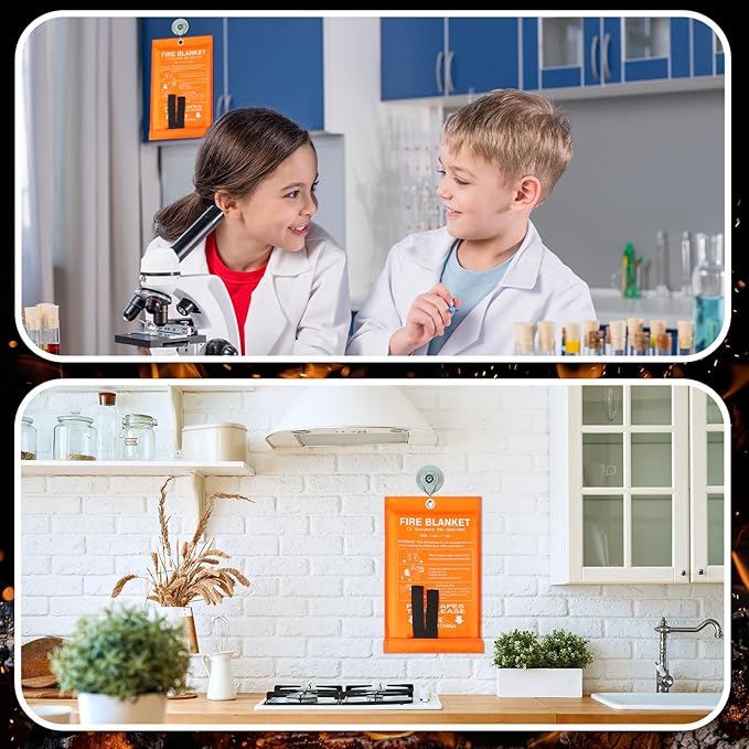 Macarrie 10 Pack 39” x 39” Fire Blanket Emergency for Home Kitchen Safety Suppression Blanket Fiberglass Fireproof Survival for Car Office (Orange)