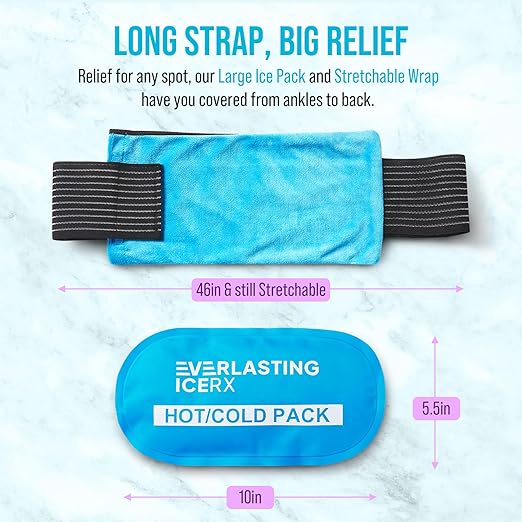 Reusable Hot and Cold Gel Ice Pack Wrap (4 Pack) for Injuries - Adjustable & Flexible for Knees, Back, Shoulders, Arms, and Legs - Reusable