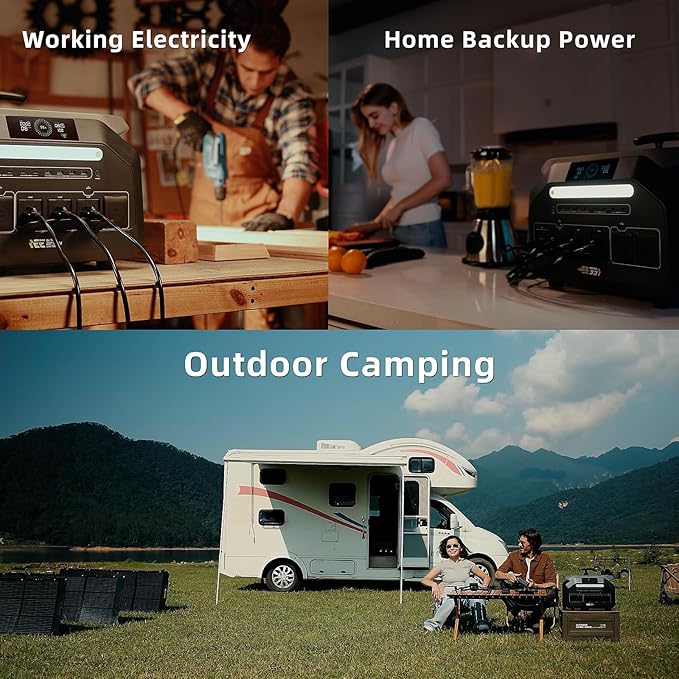 IEE 2048Wh Solar Generator,2400W Portable Power Station P2400 with LiFePO4 Batteries and 400W Solar Panel,1800W AC Charging,4 AC Outlets Up to 2400W for Home,Power Outages, Camping,and RVs