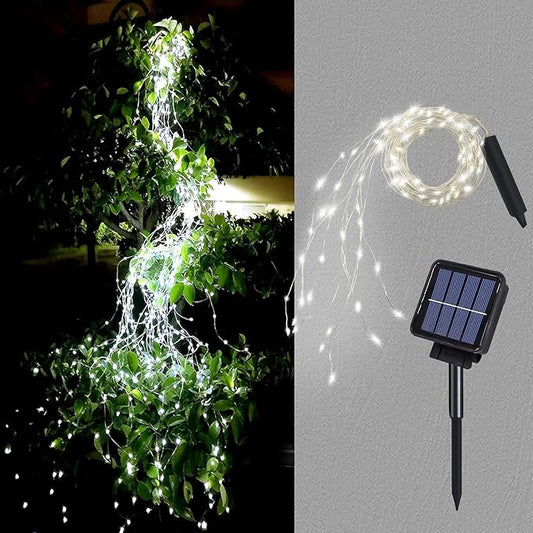 Solar Waterfall Fairy Bunch Lights Outdoor Waterproof 200LEDs 8 Modes Watering Can Light (NO CAN), Solar Powered String Lights Firefly Vine Christmas Tree Garden Decorations Gardening Gifts for Mom