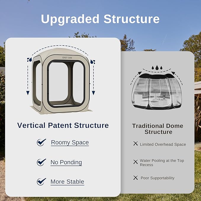 EAST OAK Screen House Tent Pop-Up, Portable Screen Room Canopy Instant Screen Tent 4 x 4 FT with Carry Bag for Patio, Backyard, Deck & Outdoor Activities, Beige