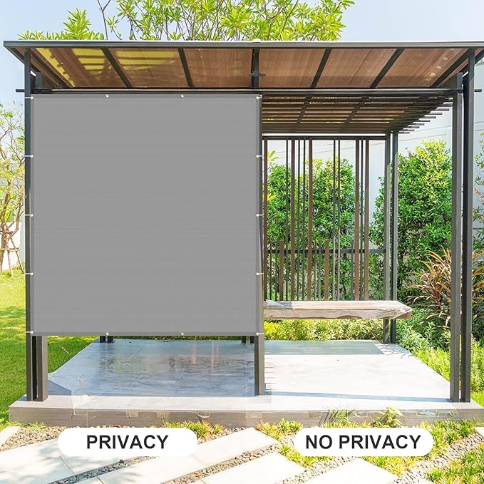 Cool Area Sun Shade Cloth with Grommets 7×19 FT Shade Panel Shade Tarp Screen Fabic for Outdoor Patio Pergola Cover Deck Garden, Silver (Customized)