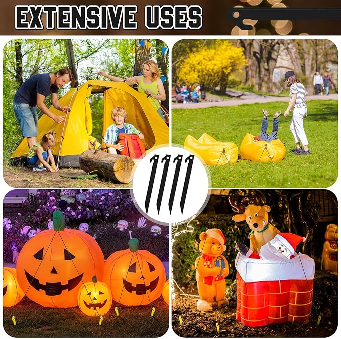 Deekin Plastic Tent Stakes 9 Inch Heavy Duty Tent Pegs Spike Hook Stakes for Summer Beach Garden Decorations Camping Outdoor Lawn Tarp