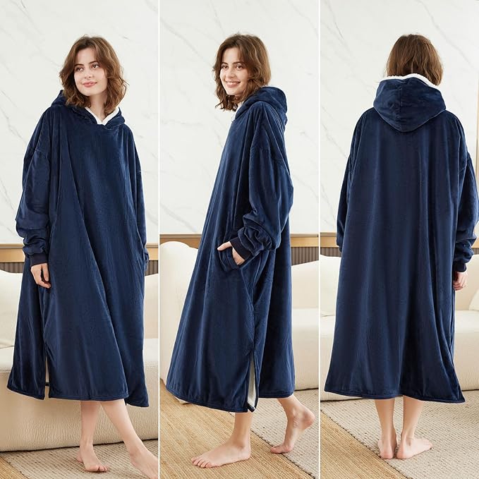 LetsFunny Blanket Hoodie,Oversized Wearable Sherpa Fleece Blanket Sweatshirt,Super Soft Warm Cozy with Giant Pocket,Gifts for Women Men Adults Teenagers Kids, One Size Fits All