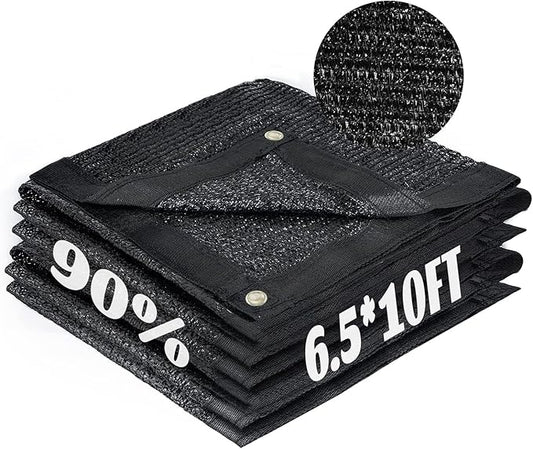 Cool Area 90% Sun Shade Cloth Mesh Tarp with Grommets for Plant Cover 6.5x10ft Patio Canopy Garden Pergola Blackhouse Car Barn Kennel Black