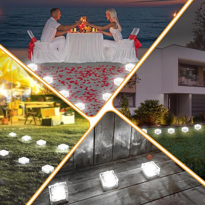 Solar Brick Lights Outdoor Waterproof Patio Brick Lights Garden Decor for Outside 3 Packs for Patio,Yard,Walkway,Pathway Decor