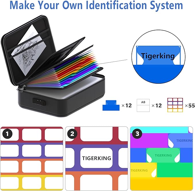 TIGERKING Fire Proof Document Safe Box with Lock and Handle – Fireproof Document Box Organizer with Hard Shell, Portable Fireproof Safe for Home Documents, Certificates, Laptop, and File Storage-Black