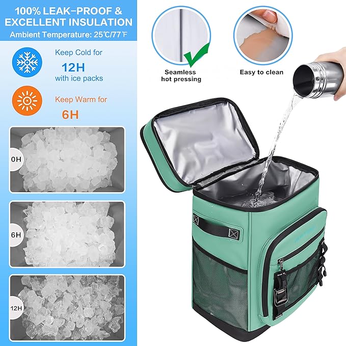 Large Waterproof Insulated Cooler Backpack for Men & Women, Leak Proof Cooler Backpack for Camping, Beach, Fishing, Picnic, Travel, Outdoor, 30L, 48Cans