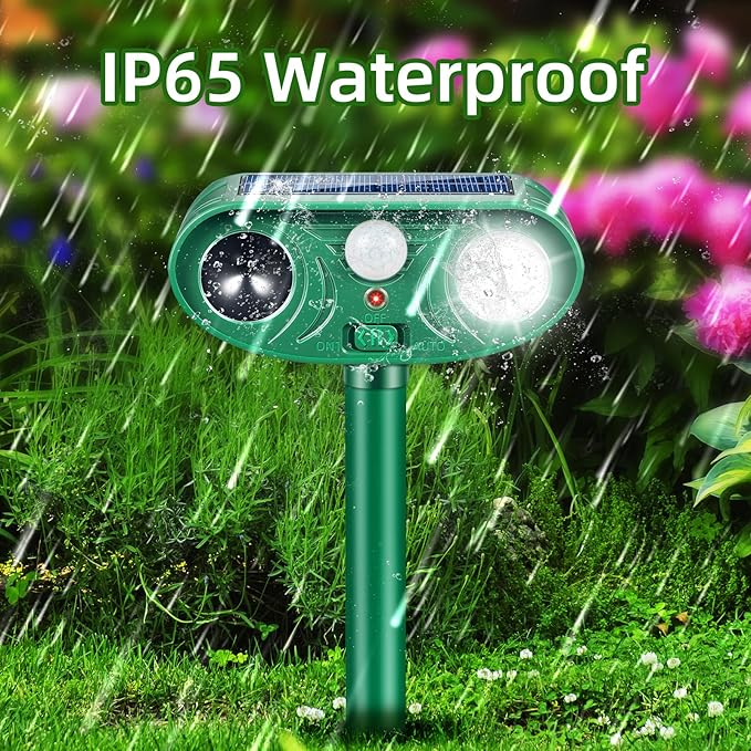 4 Pack Upgraded Ultrasonic Solar Animal Repellent Outdoor,Deer Repellent Devices Motion Detection,Animal Control for Deer Cat Squirrel Rabbit Dog Repeller Waterproof Yard Garden