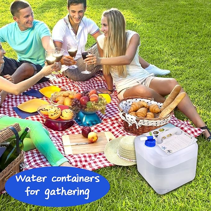 TOPOKO Camping Water Storage Containers - BPA Free Water Container for Outdoors Hiking Collapsible Water Jug with Spigot Emergency Water Storage for Survival Kits 2.6/5.3 Gallon