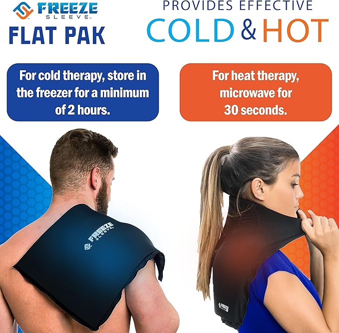 FreezeSleeve Flat Pak | 12" x 17" Extra Large Reusable Gel Ice Pack for Hot and Cold Therapy | Soft Flexible Cooling Pad for Back Hip Leg Injuries and Pain Relief | Cold Compress for Injury Recovery