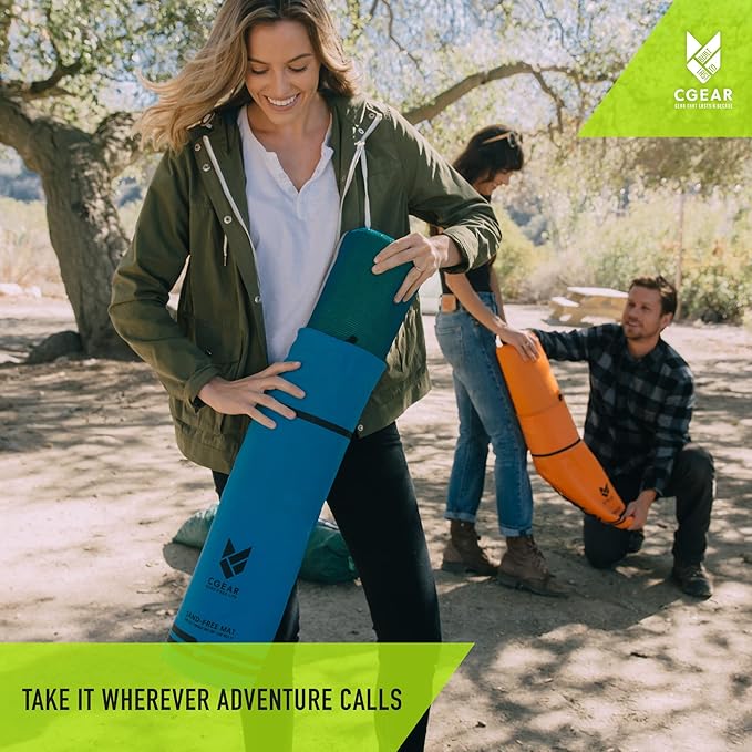 CGEAR Original Sand-Free Outdoor Rug Camping Mat - Water-Resistant & Anti-Fade Material - Military-Grade - Reversible Design - Area Rug for Beach, RV, & Picnics - Includes Travel Bag