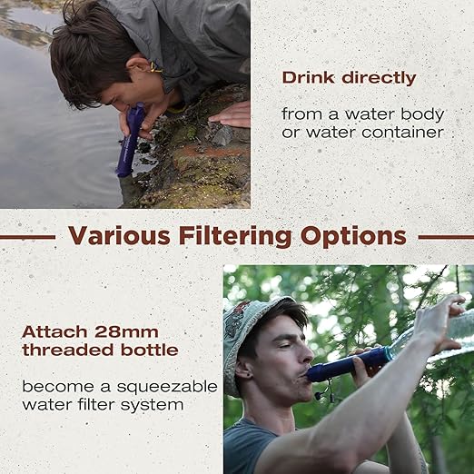 Membrane Solutions Water Filter Straw S2, NSF/ANSI 42&372&401 Certified, 4-Stage 0.1 μm Portable Water Purifier with Replaceable Filter, 5,000L Capacity for Camping, Hiking, Survival and Emergency- 4P