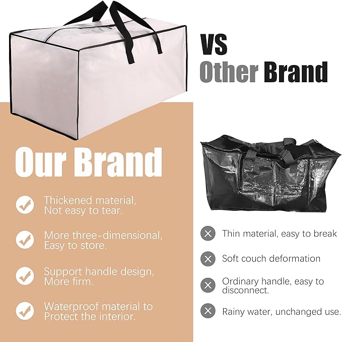 Heavy Duty Moving Bags with Backpack Straps and Strong Handles, Alternative to Moving Boxes and Storage Totes for Dorm Room Essentials, 12 Pack, Clear