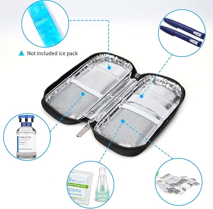 YOUSHARES Insulin Cooler Travel Case, Refrigerated Cooler Travel Case with 2 TSA Approved Ice Pack
