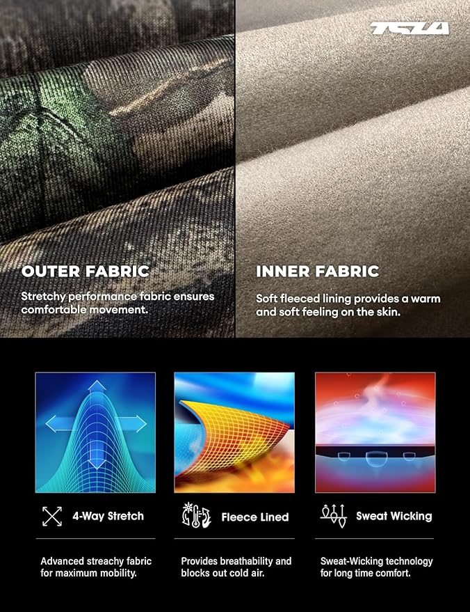 TSLA Men's Thermal Underwear Set, Microfiber Soft Fleece Lined Long Johns, Winter Warm Base Layer Top & Bottom