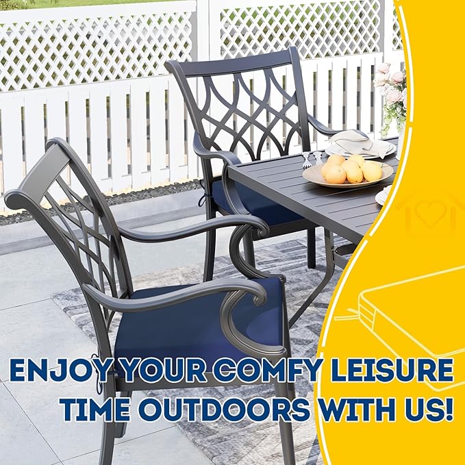 AAAAAcessories Outdoor Seat Cushions for Chairs, Waterproof, Fade-Resistant Patio Furniture Replacement Cushions, 19" x 19" x 3", Set of 2, Navy Blue